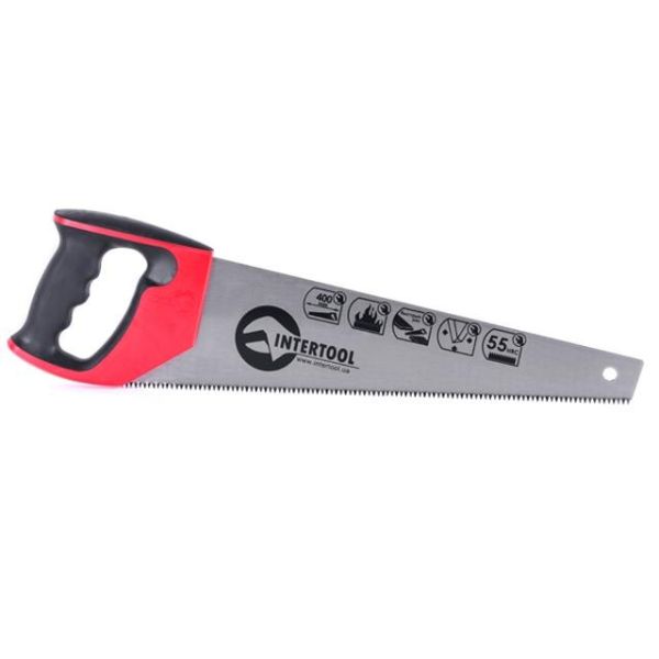 Ножівка по деревині 400 мм, із гартованим зубом, потрійне заточування, 7 зуб/дюйм INTERTOOL HT-3104