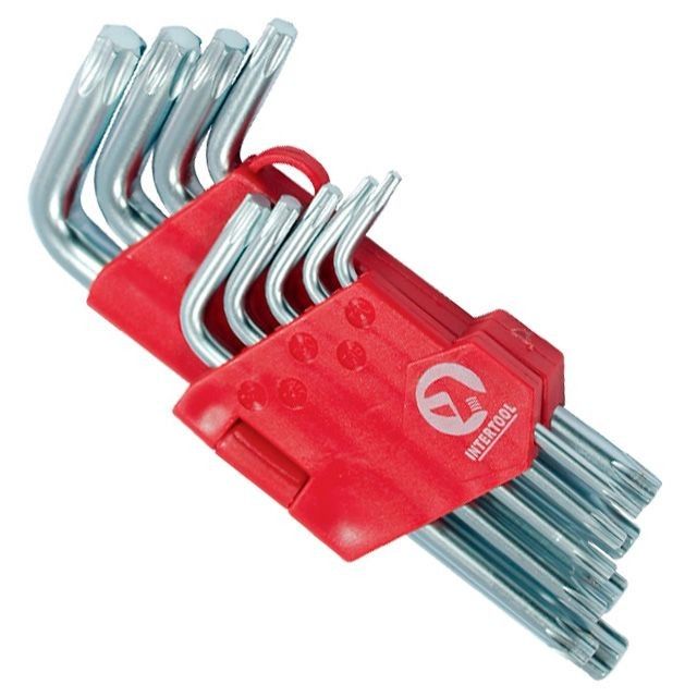 Набір ключів Г-подібних TORX 9 шт., Т10-Т50, CrV, Small INTERTOOL HT-0607