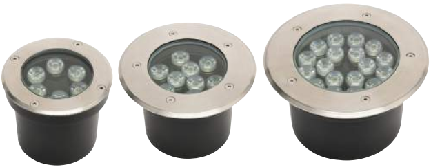 Світильник тротуарний LED 9W 900Lm 85-265V IP67 d-150мм.круглий мат.хром/12