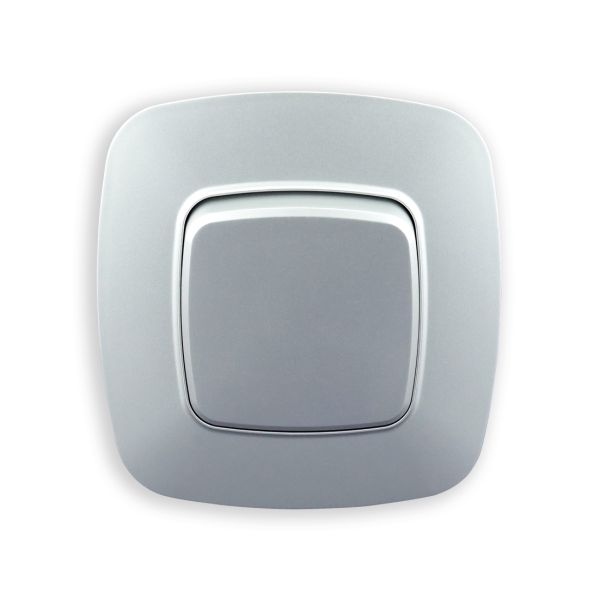 Вимикач 1-клавішний срібло ELA
