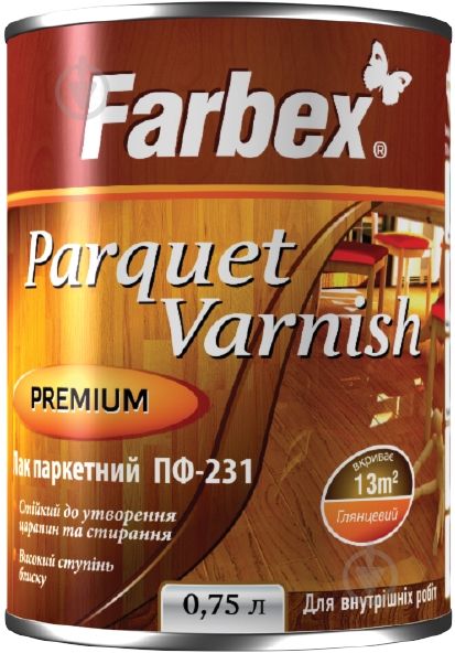 Лак алкідний Farbex паркетний ПФ-231 0.75л (0.6кг)