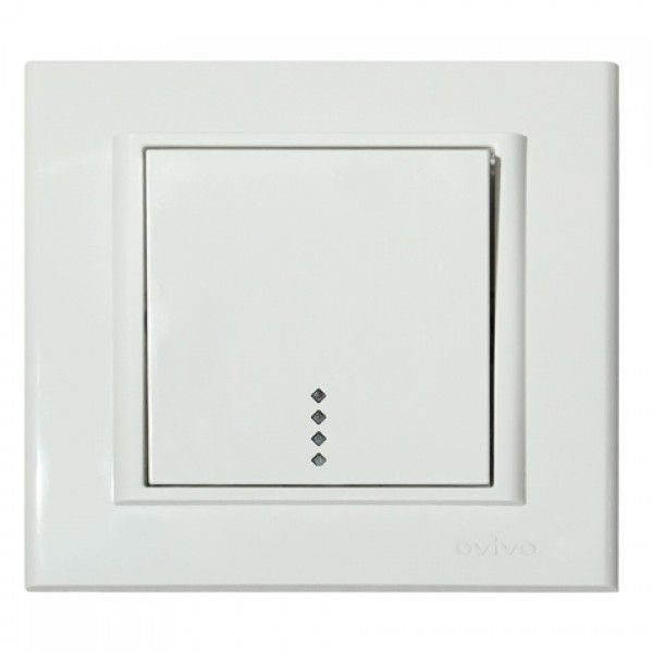 Вимикач Horoz 1-клавішний з підсвіткою білий OVIVO MINA