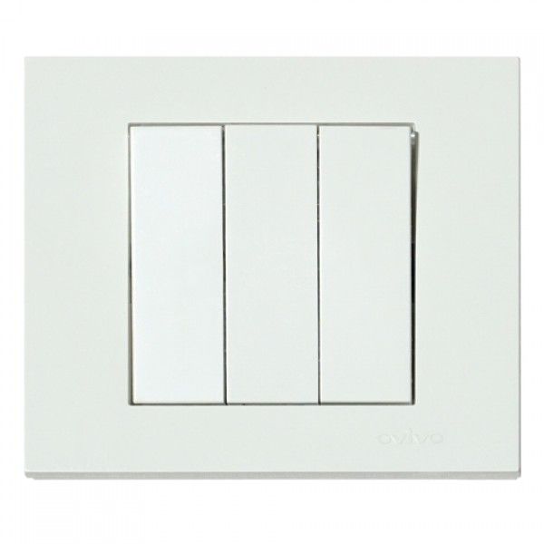 Вимикач Horoz 3-клавішний білий OVIVO GRANO