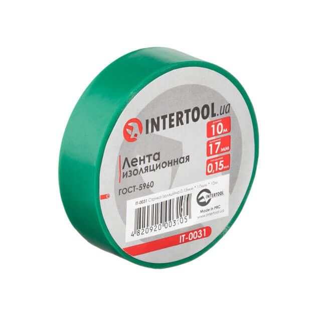 Стрічка ізоляційна 0.15мм*17мм*10м зелена INTERTOOL IT-0031