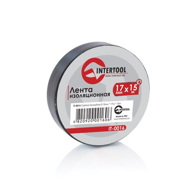 Стрічка ізоляційна 0.15mm x 17mm x 15m чорна  INTERTOOL IT-0016