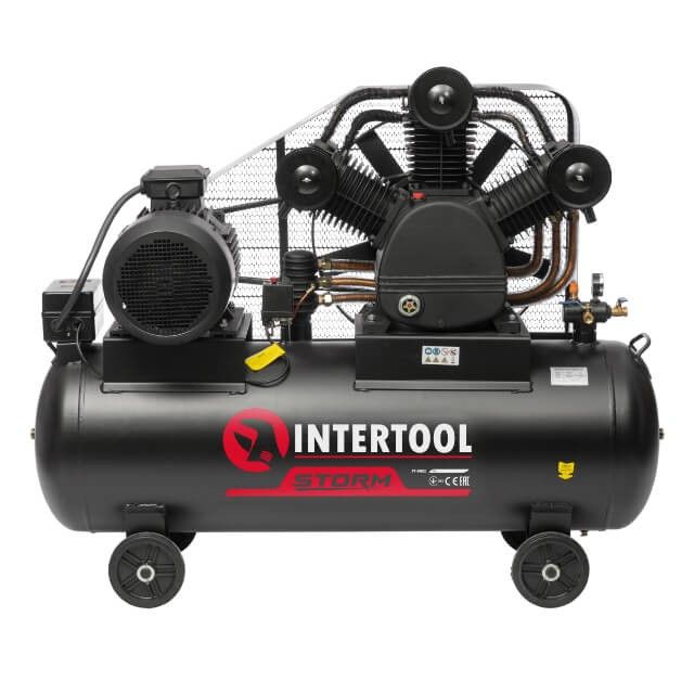 Компресор 300 л, 15 кВт, 380 В, 10 aтм, 2000 л/хв., 3 циліндри INTERTOOL PT-0052