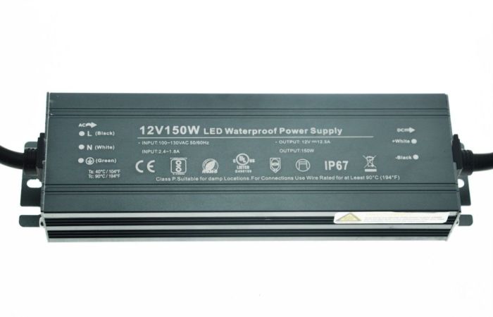 Блок живлення імпульсний PROLUM Slim 150W 12V (IP67, 12,5А) Series "WPS"