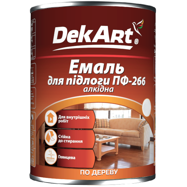 Емаль алкідна DekArt ПФ-266 для підлоги жовто-коричнева 0.9кг