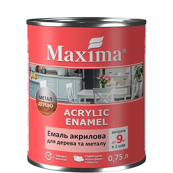 Емаль акрилова для дерева та металу Maxima (лаванда) 0,75 л