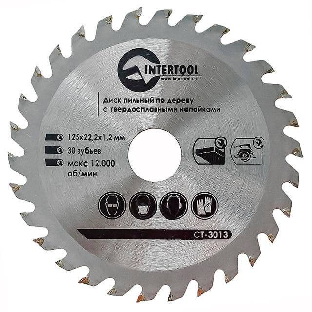 Диск пильний по деревині із твердосплавними напайками 125x22x1.4 мм, 30 зубів INTERTOOL CT-3013