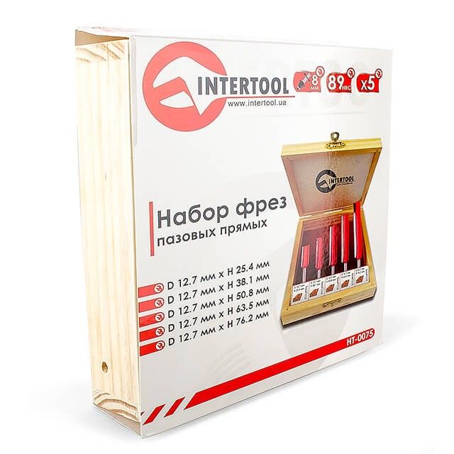 Набір фрез пазових прямих, 5 шт. INTERTOOL HT-0075