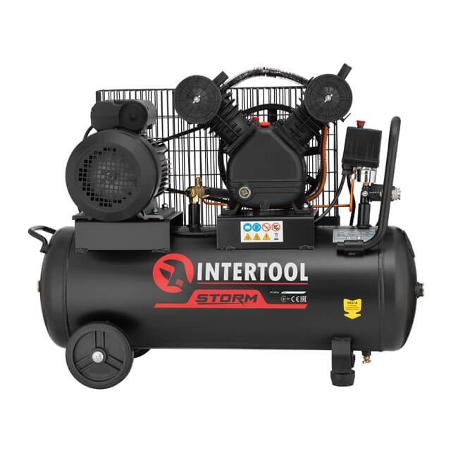 Компресор 50 л, 3 кВт, 220 В, 10 атм, 500 л/хв, 2 цилиндри INTERTOOL PT-0016